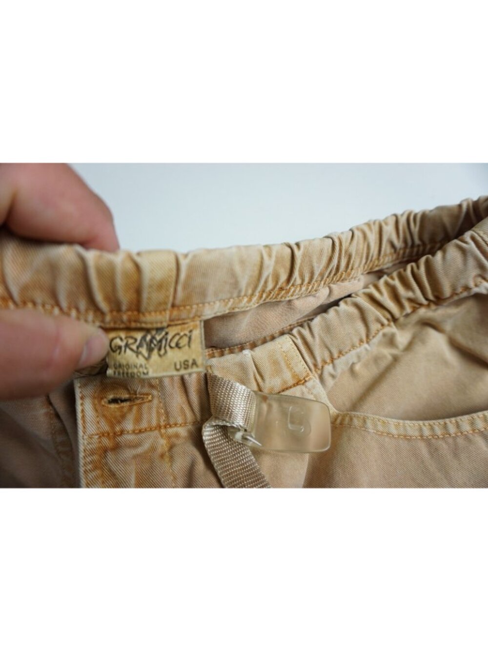 Gramicci Khaki Brown 100% Cotton Casual Buckle Front Pants Sz 10 - Picture 9 of 9